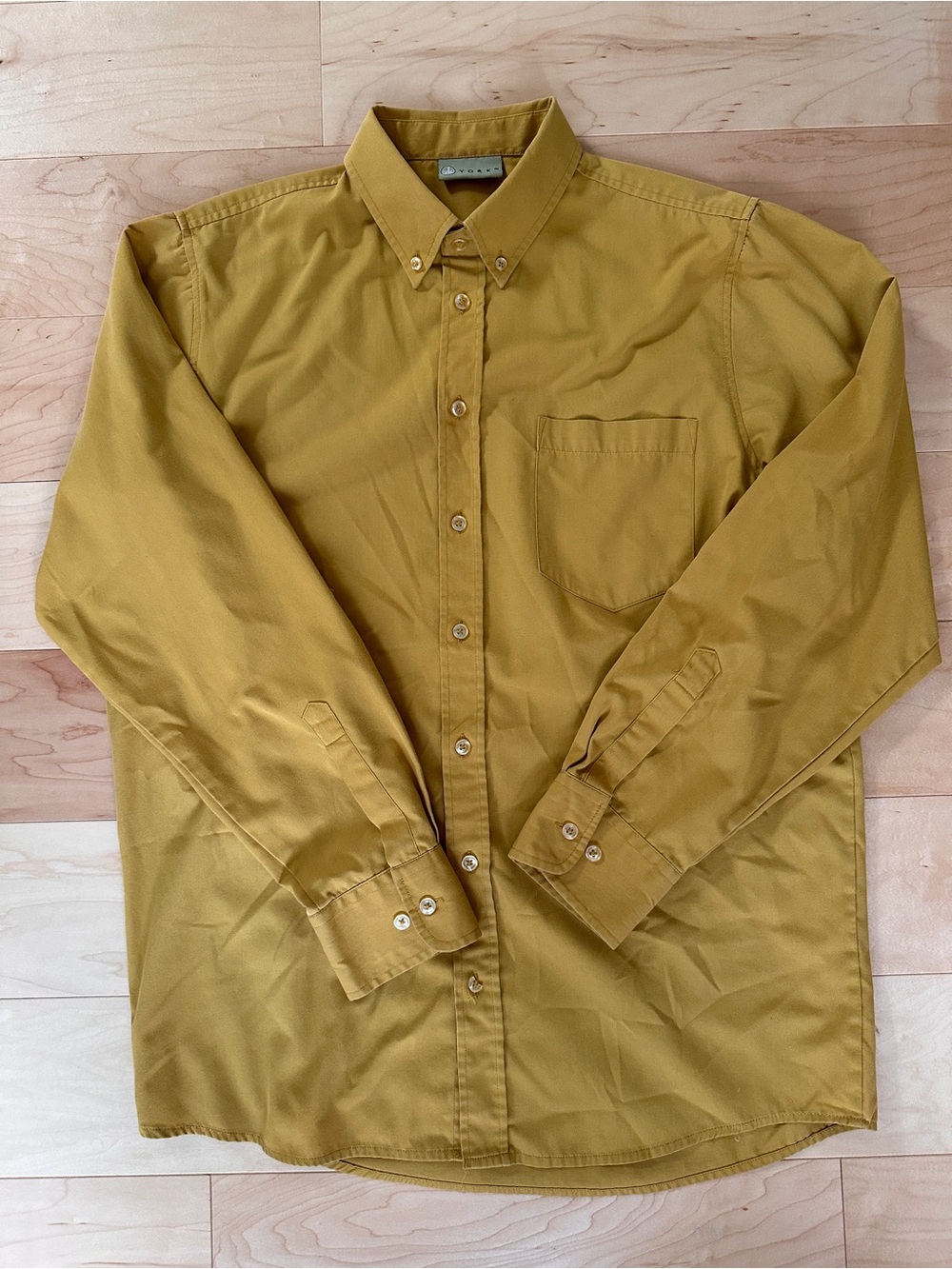 Men's Mustard Button-Down Shirt - Classic Long Sleeve